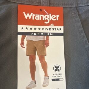 Wrangler Men’s Five Star Premium Gray Flat Front Shorts